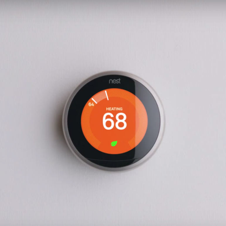 Nest heating control panel with temperature showing